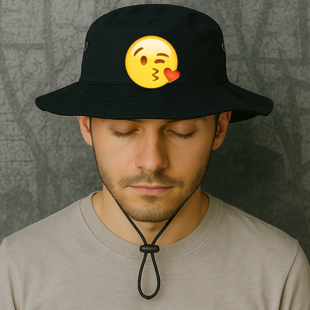 Kiss Face Emoticon Emoji Kissing Heart Bucket Hat