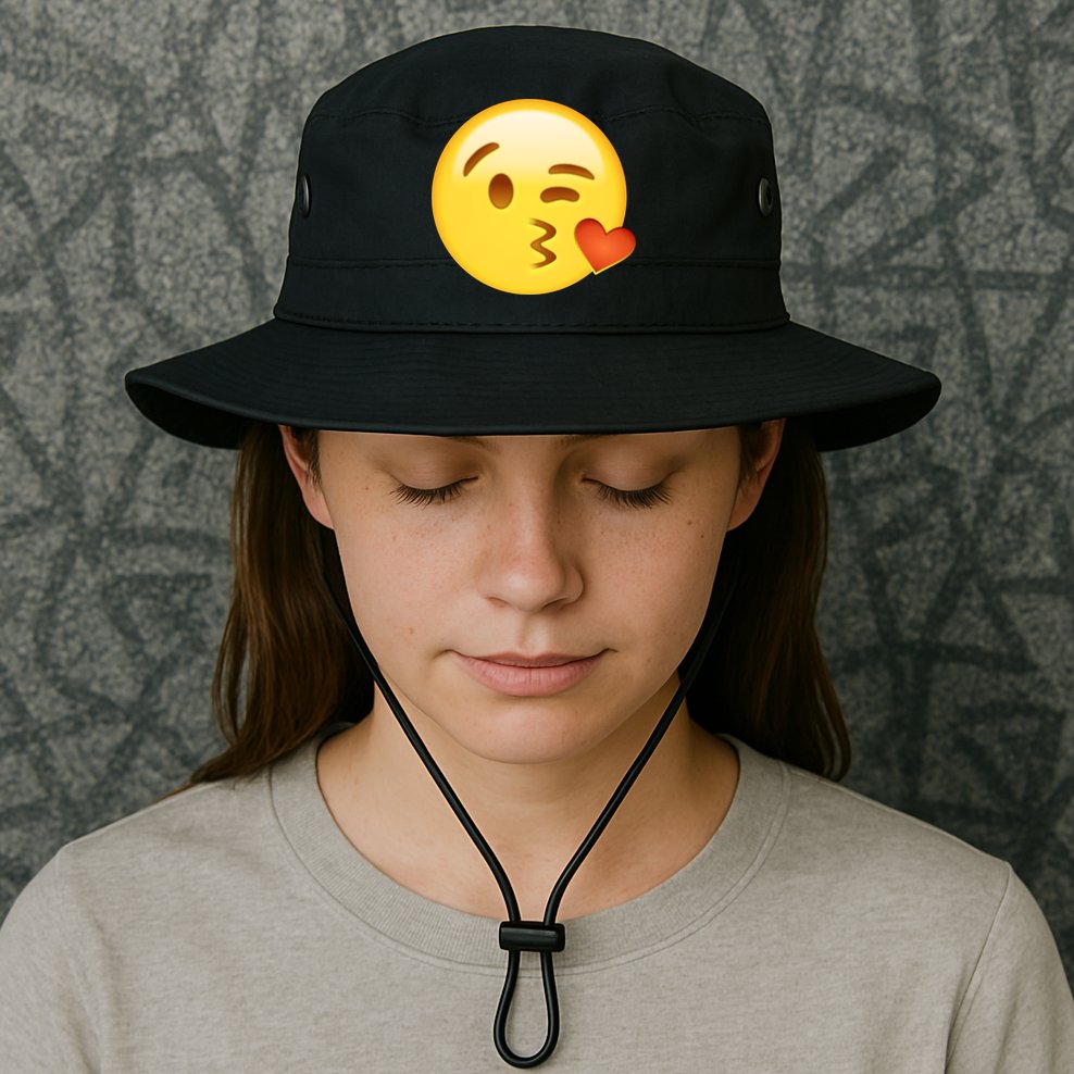 Kiss Face Emoticon Emoji Kissing Heart Bucket Hat
