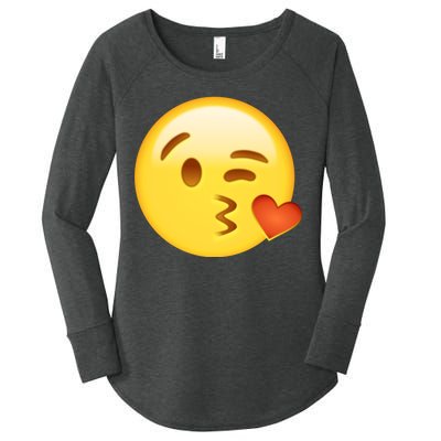 Kiss Face Emoticon Emoji Kissing Heart Women's Perfect Tri Tunic Long Sleeve Shirt