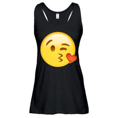 Kiss Face Emoticon Emoji Kissing Heart Ladies Essential Flowy Tank