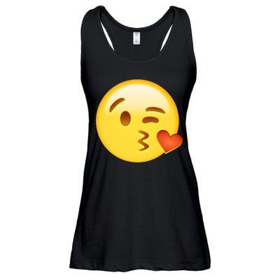 Kiss Face Emoticon Emoji Kissing Heart Ladies Essential Flowy Tank