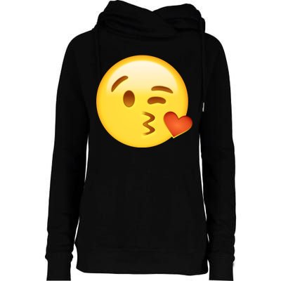 Kiss Face Emoticon Emoji Kissing Heart Womens Funnel Neck Pullover Hood