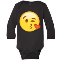 Kiss Face Emoticon Emoji Kissing Heart Baby Long Sleeve Bodysuit