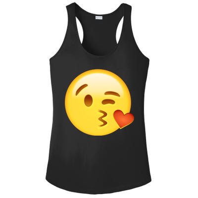 Kiss Face Emoticon Emoji Kissing Heart Ladies PosiCharge Competitor Racerback Tank