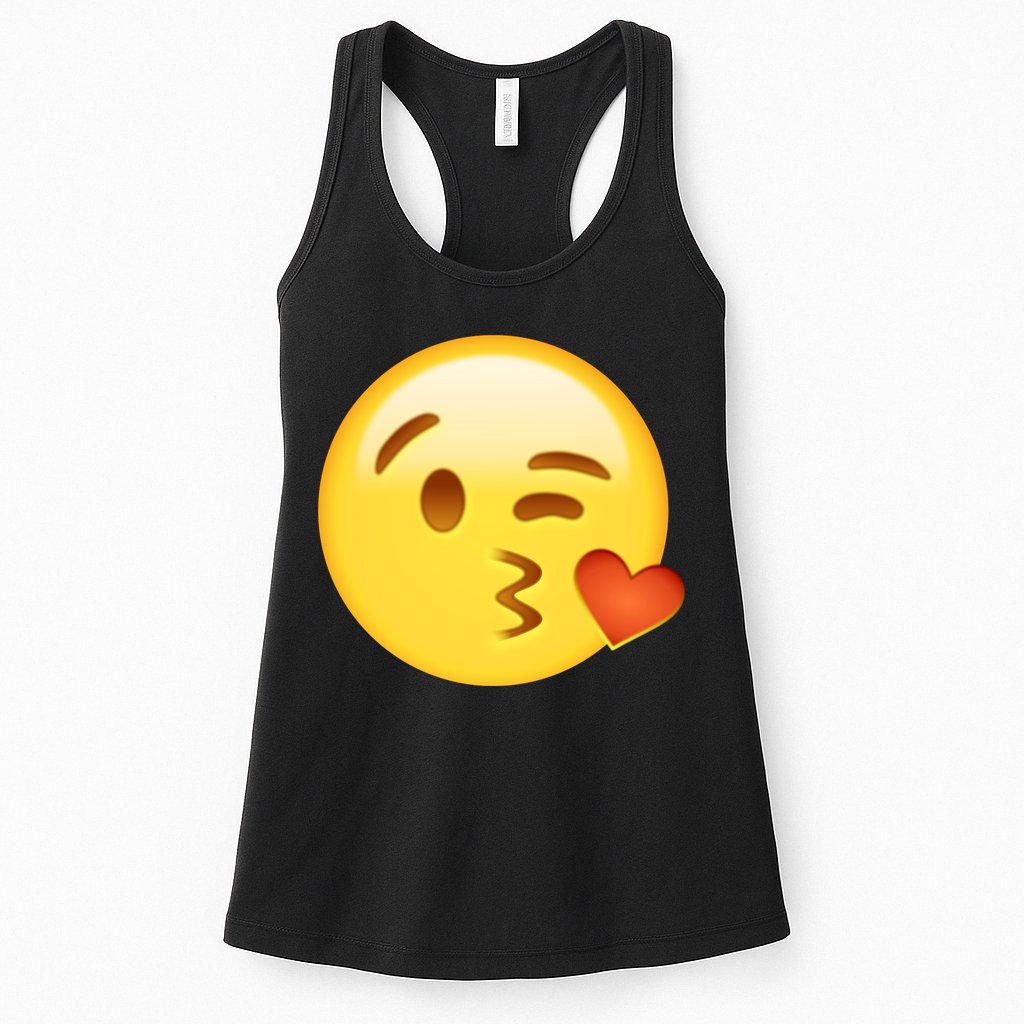 Kiss Face Emoticon Emoji Kissing Heart Womens Tank Top