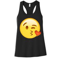 Kiss Face Emoticon Emoji Kissing Heart Women's Racerback Tank