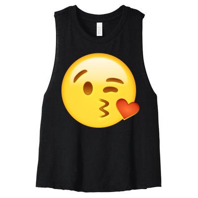 Kiss Face Emoticon Emoji Kissing Heart Women's Racerback Cropped Tank