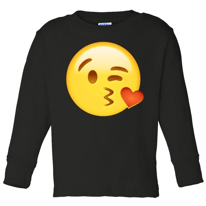 Kiss Face Emoticon Emoji Kissing Heart Toddler Long Sleeve Shirt