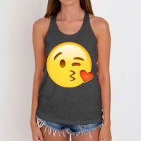 Kiss Face Emoticon Emoji Kissing Heart Women's Knotted Racerback Tank