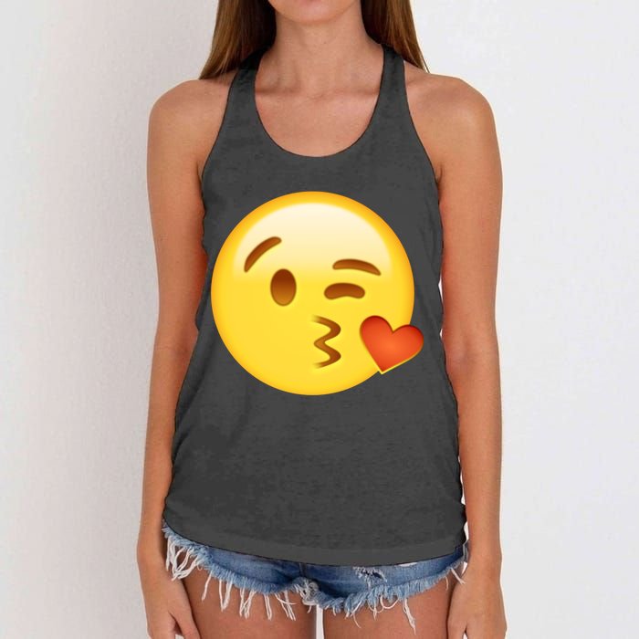 Kiss Face Emoticon Emoji Kissing Heart Women's Knotted Racerback Tank