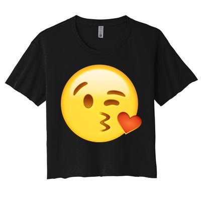 Kiss Face Emoticon Emoji Kissing Heart Women's Crop Top Tee