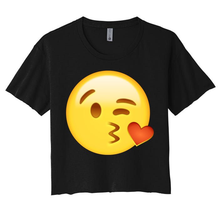 Kiss Face Emoticon Emoji Kissing Heart Women's Crop Top Tee