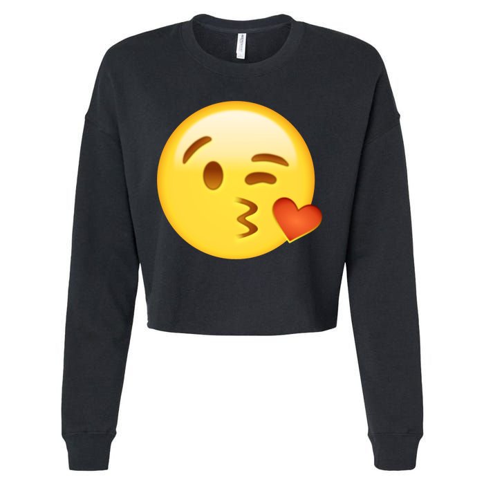 Kiss Face Emoticon Emoji Kissing Heart Cropped Pullover Crew