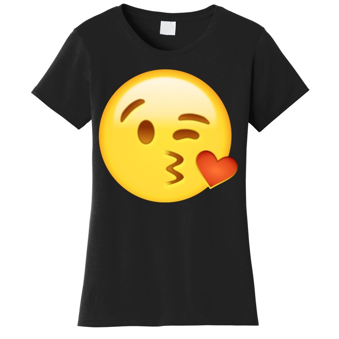 Kiss Face Emoticon Emoji Kissing Heart Women's T-Shirt