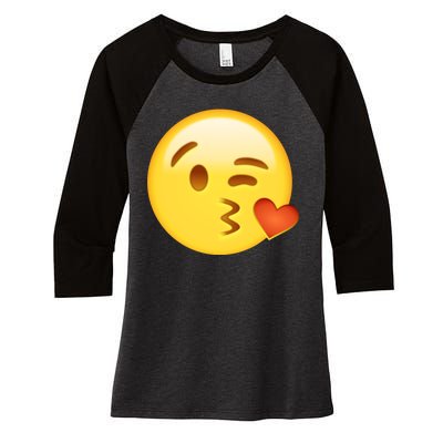 Kiss Face Emoticon Emoji Kissing Heart Women's Tri-Blend 3/4-Sleeve Raglan Shirt