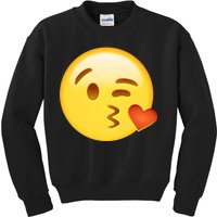 Kiss Face Emoticon Emoji Kissing Heart Kids Sweatshirt