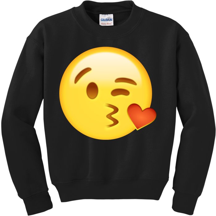 Kiss Face Emoticon Emoji Kissing Heart Kids Sweatshirt