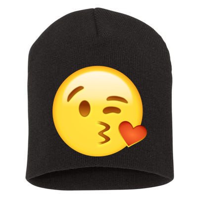 Kiss Face Emoticon Emoji Kissing Heart Short Acrylic Beanie