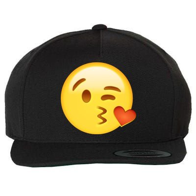 Kiss Face Emoticon Emoji Kissing Heart Wool Snapback Cap