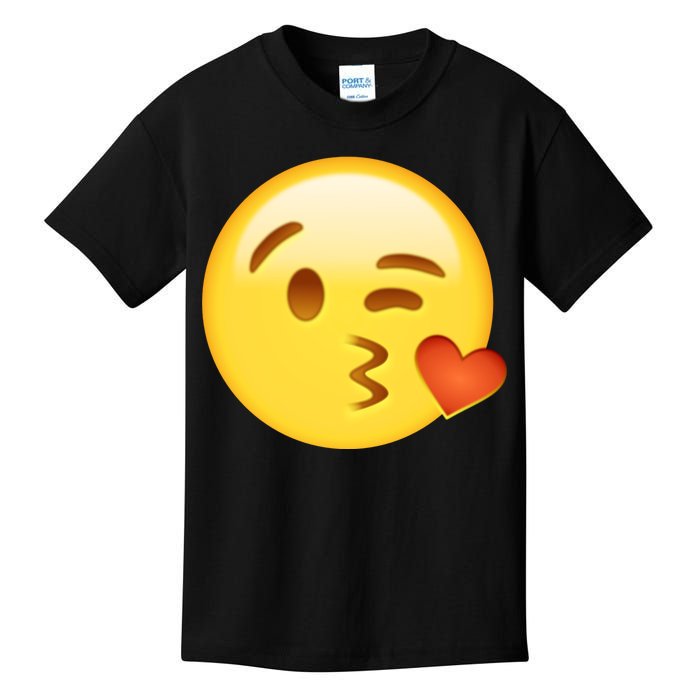 Kiss Face Emoticon Emoji Kissing Heart Kids T-Shirt