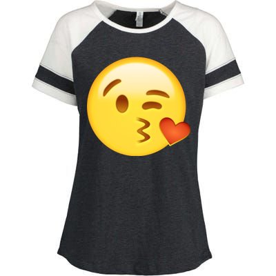 Kiss Face Emoticon Emoji Kissing Heart Enza Ladies Jersey Colorblock Tee