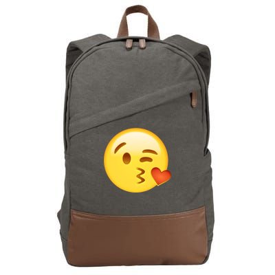 Kiss Face Emoticon Emoji Kissing Heart Cotton Canvas Backpack