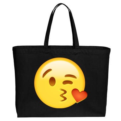 Kiss Face Emoticon Emoji Kissing Heart Cotton Canvas Jumbo Tote