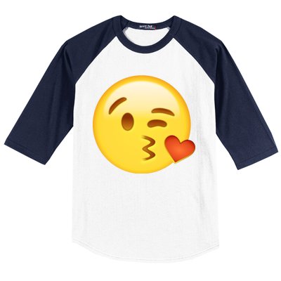 Kiss Face Emoticon Emoji Kissing Heart Baseball Sleeve Shirt