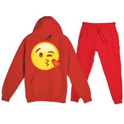 Kiss Face Emoticon Emoji Kissing Heart Premium Hooded Sweatsuit Set