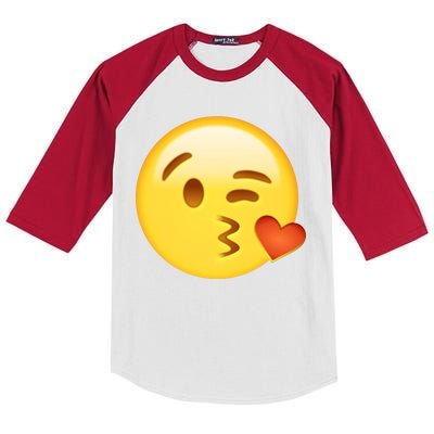 Kiss Face Emoticon Emoji Kissing Heart Kids Colorblock Raglan Jersey