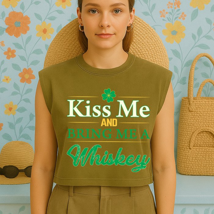 Kiss Me And Bring Me A Whiskey Garment-Dyed Women's Muscle Tee
