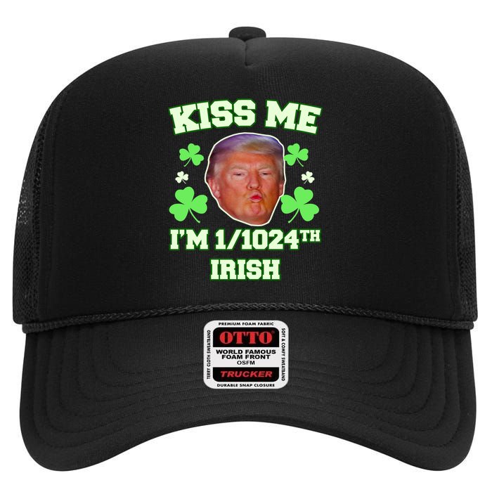 Kiss Me I'm 1/1024 Irish Trump St Patricks Day High Crown Mesh Back Trucker Hat