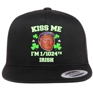 Kiss Me I'm 1/1024 Irish Trump St Patricks Day Flat Bill Trucker Hat