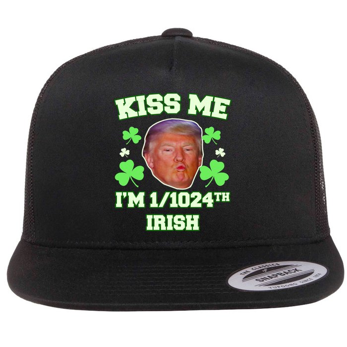 Kiss Me I'm 1/1024 Irish Trump St Patricks Day Flat Bill Trucker Hat