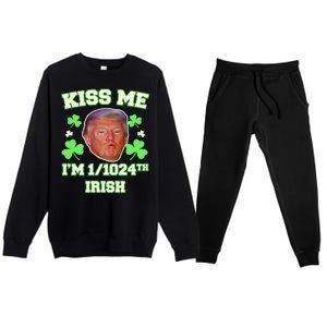 Kiss Me I'm 1/1024 Irish Trump St Patricks Day Premium Crewneck Sweatsuit Set