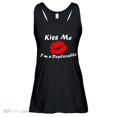 Kiss Me I'm a Deplorable Funny Eleciton 2016 Ladies Essential Flowy Tank