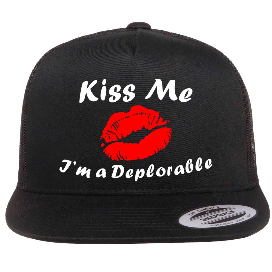 Kiss Me I'm a Deplorable Funny Eleciton 2016 Flat Bill Trucker Hat
