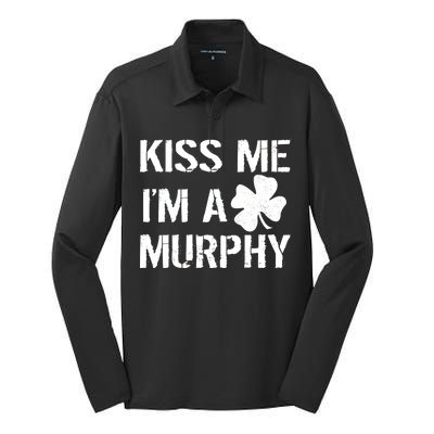 Kiss Me I'm A Murphy St. Patrick's Day Silk Touch Performance Long Sleeve Polo