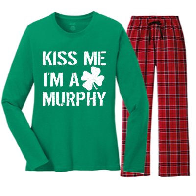 Kiss Me I'm A Murphy St. Patrick's Day Women's Long Sleeve Flannel Pajama Set 