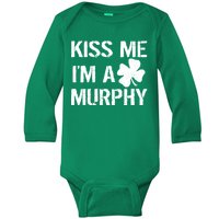 Kiss Me I'm A Murphy St. Patrick's Day Baby Long Sleeve Bodysuit