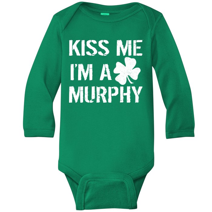 Kiss Me I'm A Murphy St. Patrick's Day Baby Long Sleeve Bodysuit