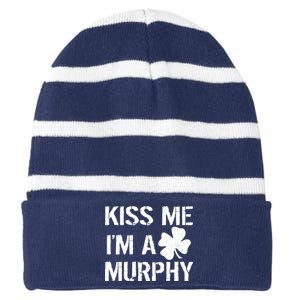 Kiss Me I'm A Murphy St. Patrick's Day Striped Beanie with Solid Band