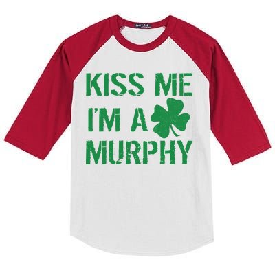 Kiss Me I'm A Murphy St. Patrick's Day Kids Colorblock Raglan Jersey