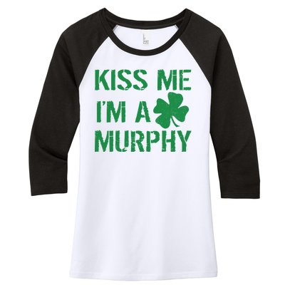 Kiss Me I'm A Murphy St. Patrick's Day Women's Tri-Blend 3/4-Sleeve Raglan Shirt