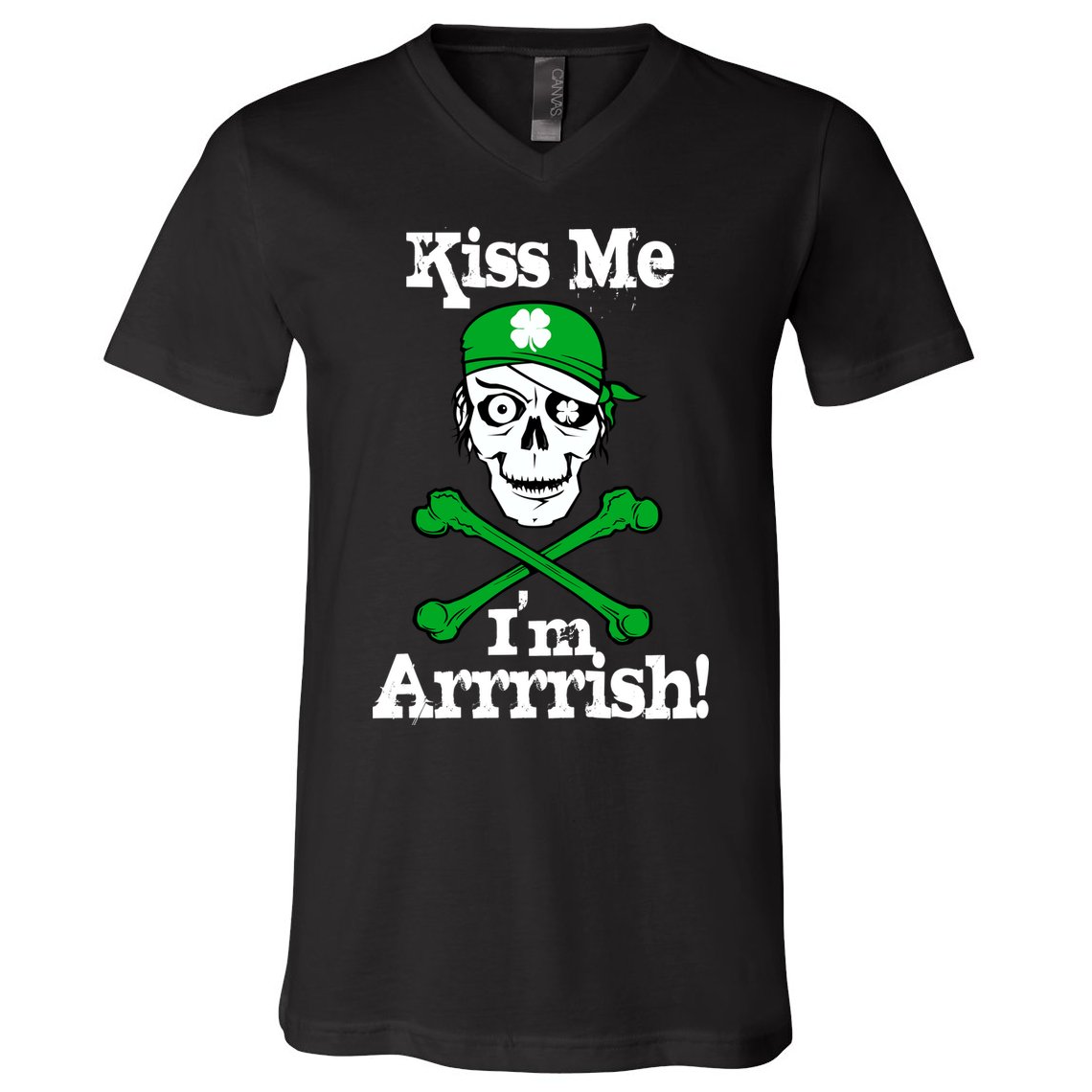 Kiss Me I'm Arrrish Pirate St. Patrick's Day V-Neck T-Shirt
