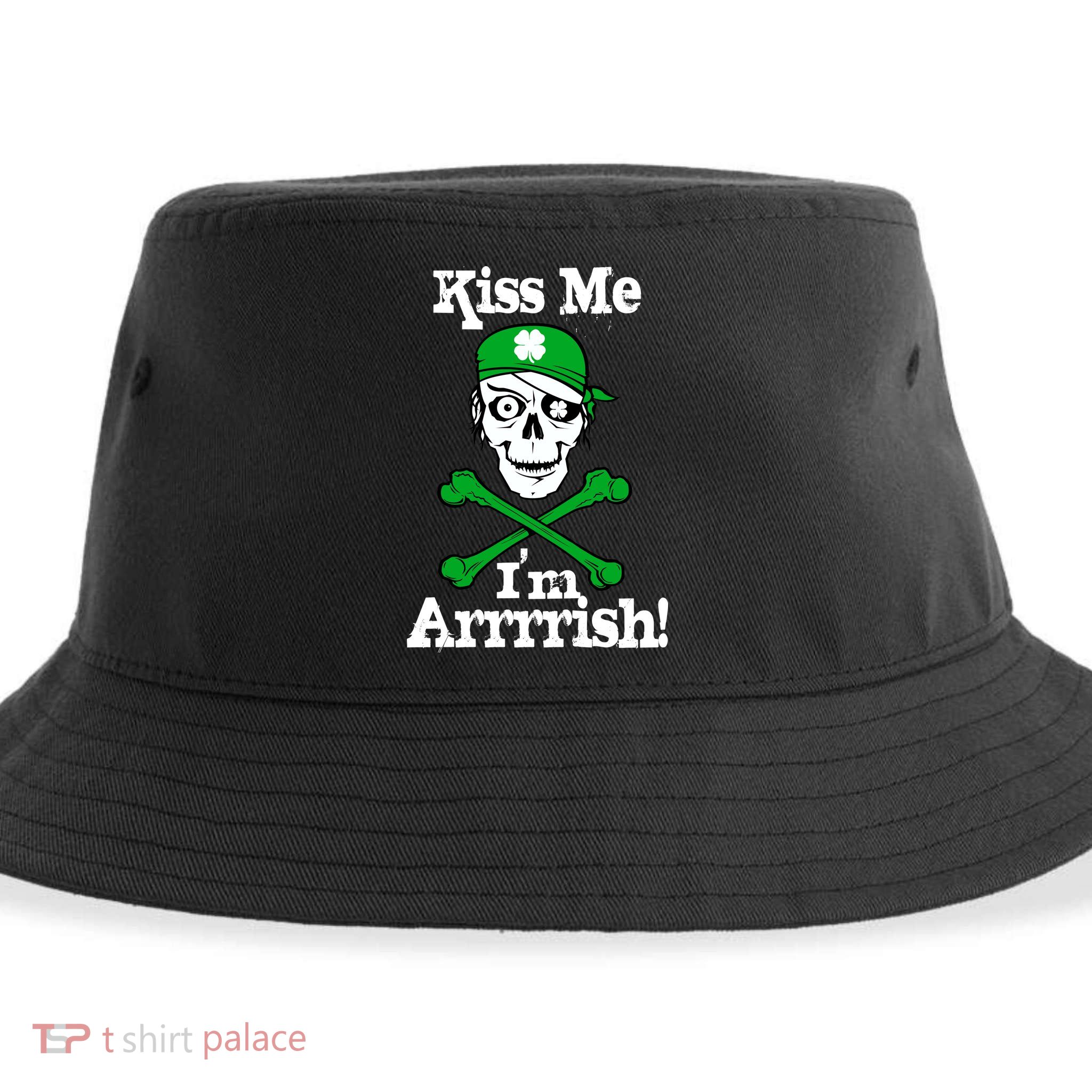 Kiss Me I'm Arrrish Pirate St. Patrick's Day Sustainable Bucket Hat