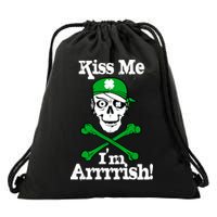 Kiss Me I'm Arrrish Pirate St. Patrick's Day Drawstring Bag