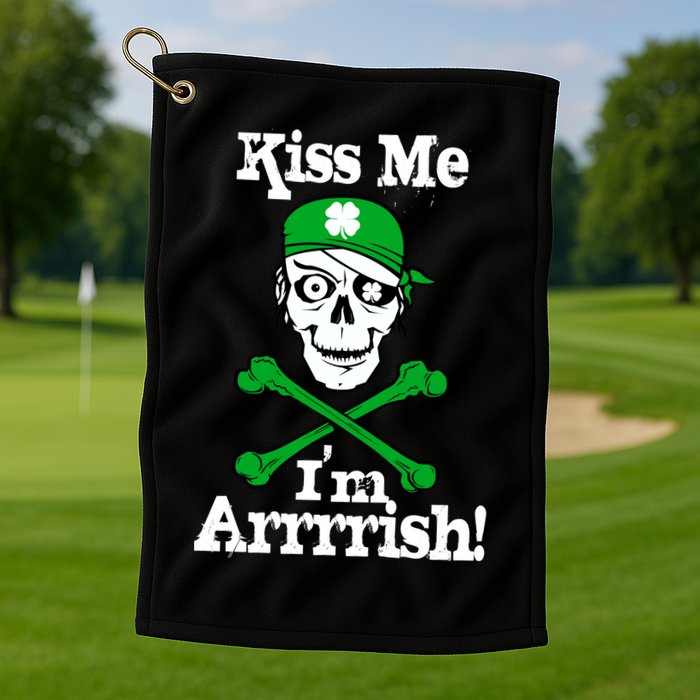 Kiss Me I'm Arrrish Pirate St. Patrick's Day Golf Towel