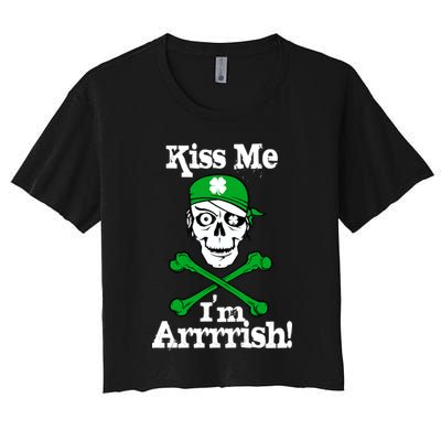 Kiss Me I'm Arrrish Pirate St. Patrick's Day Crop Top