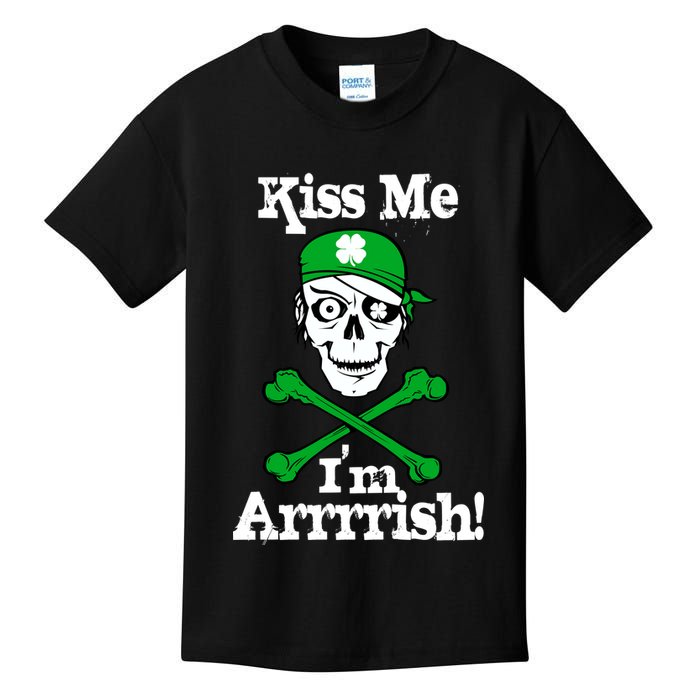 Kiss Me I'm Arrrish Pirate St. Patrick's Day Kids T-Shirt